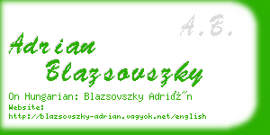 adrian blazsovszky business card